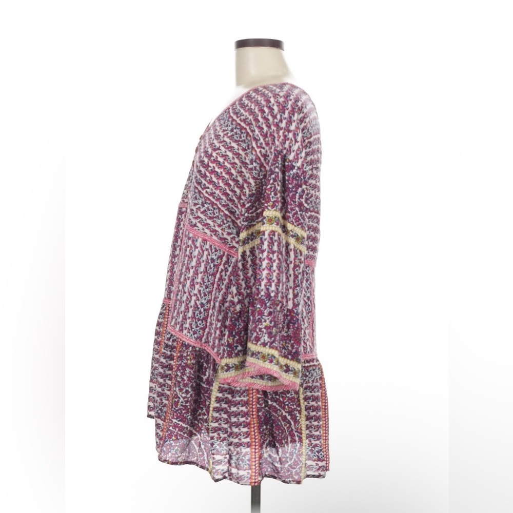 Maeve Anthropologie Pink and Purple Silk Tiered Blouse Tunic Size Medium - Picture 6 of 8